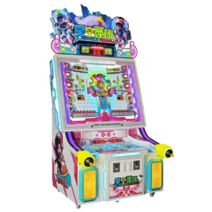Marble arcade game with colorful lights and ticket rewards