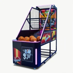 Kuliku Deluxe basketball arcade machine with reinforced LED scoreboard, colorful lights, smart coin acceptor, size 100 × 250 × 250 cm (39.4 × 98.4 × 98.4 inches)