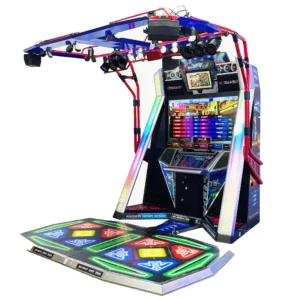 Kuliku E-Dance Star arcade dance game with 55-inch LCD display, luxurious cabinet, and live song updates, size 102.4" × 104.3" × 112.2"