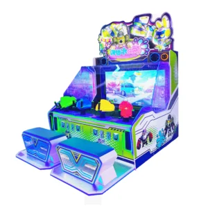Kuliku Ice Blaster Arena 4-player water shooting arcade game with freeze-and-shatter zombie gameplay, size 65.4" × 89.4" × 102.4"