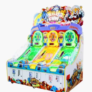 Kuliku Lucky Bear Spin kids ticket redemption game with interactive marble launch and bonus scoring, size 69.3" × 52.0" × 81.9"