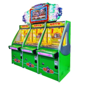 Kuliku Magic Quest coin pusher arcade game for 3 players, set of 3 units, size 76 inches by 31 inches by 87 inches