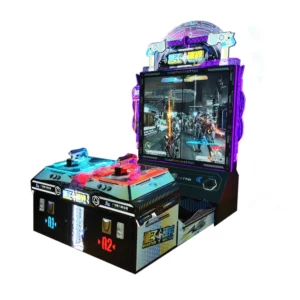 Two-player cooperative shooter arcade game with dynamic angle switching