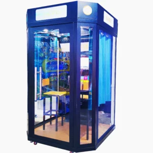 Kuliku Sing Along Pro karaoke machine with 32-inch LCD, 21.5-inch touchscreen, and real-time song updates, size 59" × 59" × 98.4"