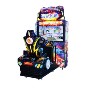 Kuliku Speed Track 55-inch motion racing arcade machine with multiplayer, customizable cars, safety features, size 140 × 230 × 245 cm (55.1 × 90.6 × 96.5 inches)