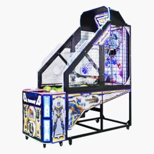Kuliku Storm Blaze basketball arcade machine with 55-inch LCD display, LED scoreboard, smart coin acceptor, size 100 × 230 × 250 cm (39.4 × 90.6 × 98.4 inches)