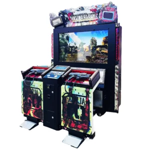 Kuliku Total Destruction Assault arcade machine with 55-inch LCD display and original Japanese PS3 system, size 179 × 164 × 233 cm (70.5 × 64.6 × 91.7 inches)