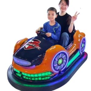 Kuliku Small Bean Drift Bumper Car II – Electric ride-on for 1 adult and 1 kid with quick-change lead-acid battery, smart safety belt, LED lights, sound effects, throttle sound effects, and dynamic color-changing lights