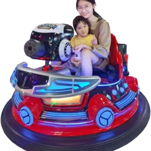 Kuliku Spaceship Laser Battle Bumper Car – Electric ride-on for 1 adult or 1 kid with quick-change lead-acid battery, smart safety belt, LED lights, sound, alarm, and three laser battle modes