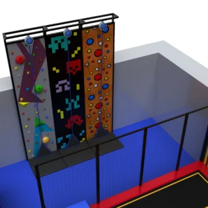 Commercial 3-lane race-style kids climbing wall with geometric/pixel/dot themes for indoor playgrounds and FECs