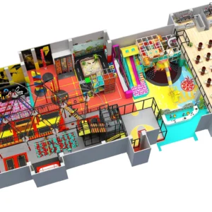 Commercial all-in-one FEC with trampoline park, rope course, kids' play & party hall for malls & family venues