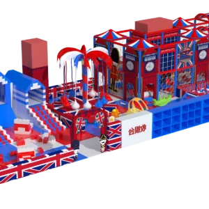 Commercial British themed indoor playground master plan, kids park with ball pit, slides and building blocks for malls