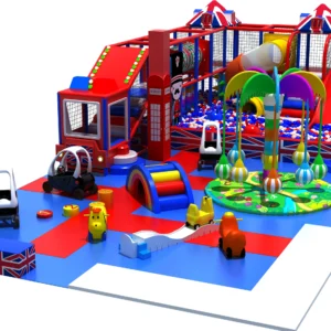 Commercial British themed indoor playground with soft play, ball pit and driving zone for malls