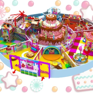 Commercial cake-themed indoor soft play complex, round multi-layer kids playground for malls & kindergartens