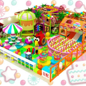 Commercial candy-themed indoor soft play, kids playground with ball pit, slides for malls & kindergartens