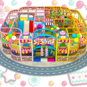 Commercial candy-themed indoor soft play, round multi-layer kids playground equipment for malls & kindergartens