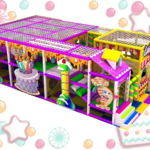 Commercial candy-themed indoor soft play, two-story kids playground equipment for malls & kindergartens