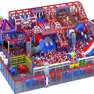 Commercial extra-large British themed indoor soft play, kids playground with slides for malls
