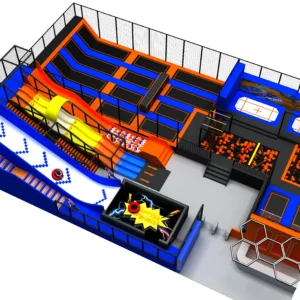Commercial indoor trampoline park with snow slide, foam pit, dunk zone for malls & sports centers