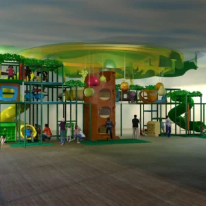 Commercial forest fruit-themed indoor soft play playground with hanging fruit decor for FECs & kids centers