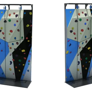 Commercial freestanding auto-belay climbing wall with colorful holds for FECs, gyms & adventure centers