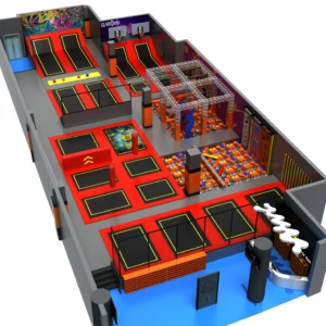 Commercial graffiti trampoline park with foam pit, dunk zone & obstacle course for malls & youth centers