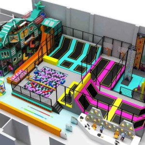 Commercial helicopter-themed indoor playground with trampoline, ball pit, climbing for malls & activity centers