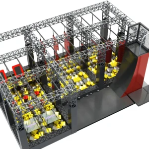 Commercial indoor high-altitude ninja obstacle course with foam pit, steel frame for FECs & trampoline parks