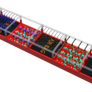 Commercial indoor long-strip ninja obstacle course with air bag, foam pit, multi-stations for FECs & trampoline parks