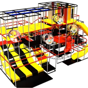 Commercial indoor soft play with dual slides, transparent tunnels, obstacle courses for malls & activity centers