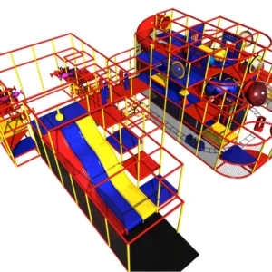 Commercial indoor soft play with dual wave slides, tunnels, obstacle courses for malls & activity centers
