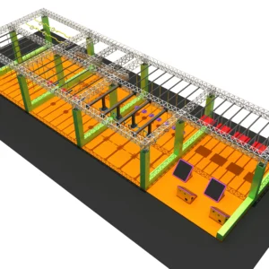 Commercial indoor multi-level ninja obstacle course with steel frame, multi-stations for FECs & adventure centers