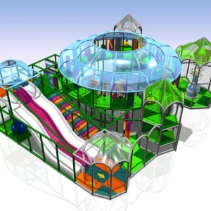 Commercial indoor soft play with transparent dome, wave slide, obstacle courses, ball pits for malls & activity centers