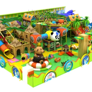 Commercial jungle-themed indoor soft play playground with slides, animal decor for FECs, malls & activity centers