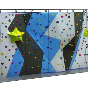 Commercial kids bouldering wall with 3D star shapes, colorful holds for FECs, playgrounds & activity centers