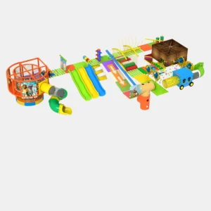 Commercial kids indoor obstacle course with slides, tunnels & interactive stations for FECs, malls & activity centers