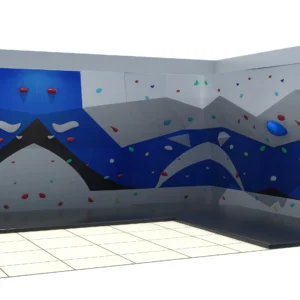Commercial L-shaped bouldering climbing wall with colorful holds for gyms, FECs & adventure centers