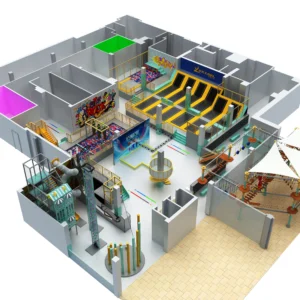 Commercial indoor trampoline park with free jump, ball pit, obstacle courses, climbing for malls & activity centers