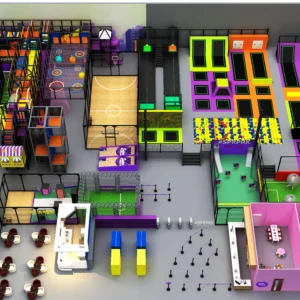 Commercial indoor trampoline park with free jump, ball pit, obstacle courses, climbing for malls & activity centers