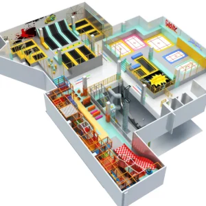 Commercial indoor trampoline park with free jump, dodgeball, obstacle courses, climbing for malls & activity centers