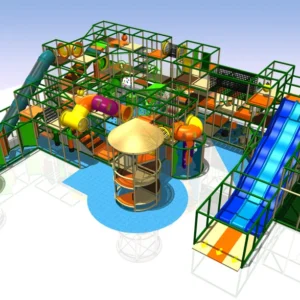 Commercial multi-functional indoor soft play with wave slide, tunnel crawls, mini soccer field for malls & activity centers