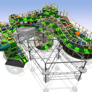 Commercial multi-level indoor rope net adventure playground with spiral slide, obstacle courses for malls & activity centers