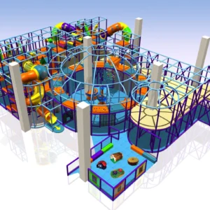 Commercial multi-level indoor soft play playground with spiral slides, tunnel crawls, ball pit for malls & activity centers