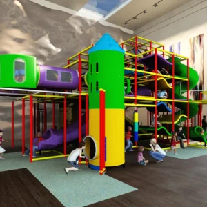 Commercial multi-level indoor soft play with spiral slides, tunnels & climbing for FECs, malls & activity centers