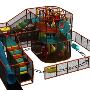 Commercial multi-level indoor soft play with spiral tube, ball pit, obstacle courses for malls & activity centers