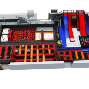 Commercial large trampoline park with giant slides, foam pits & free-fall zones for malls & adventure parks