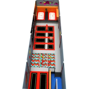 Commercial space-saving trampoline park with foam pit, ideal for long narrow mall spaces & FECs