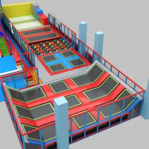 Commercial multi-level trampoline park with dry slides, foam pit & ball pits for malls & adventure parks