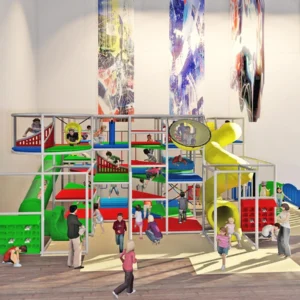 Commercial indoor adventure playground with toddler zone, climbing obstacles for kids activity centers & schools