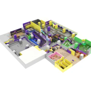 Commercial #SPRPRK-themed adventure park with trampolines, obstacle course & kids' play for malls & FECs